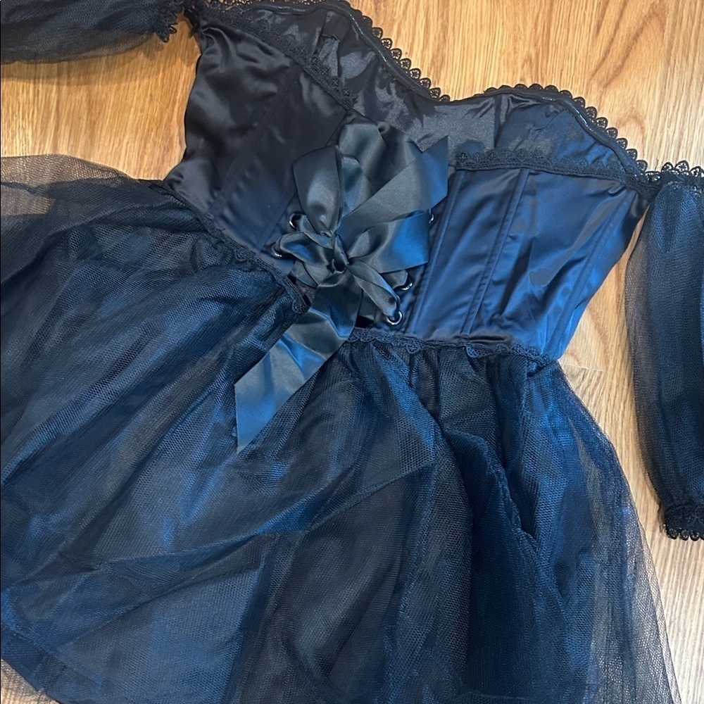 WIDOW x Dolls Kill Black ETERNAL SACRIFICE MINI DRESS detachable sleeves xl new - Picture 8 of 10